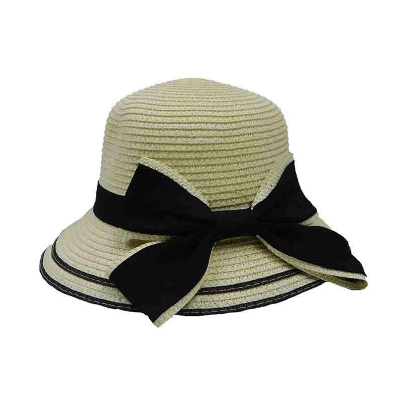 Petite Big Brim Sun Hat with Bow - JSA Hats Wide Brim Hat Jeanne Simmons JS1087tn Tan XXS 