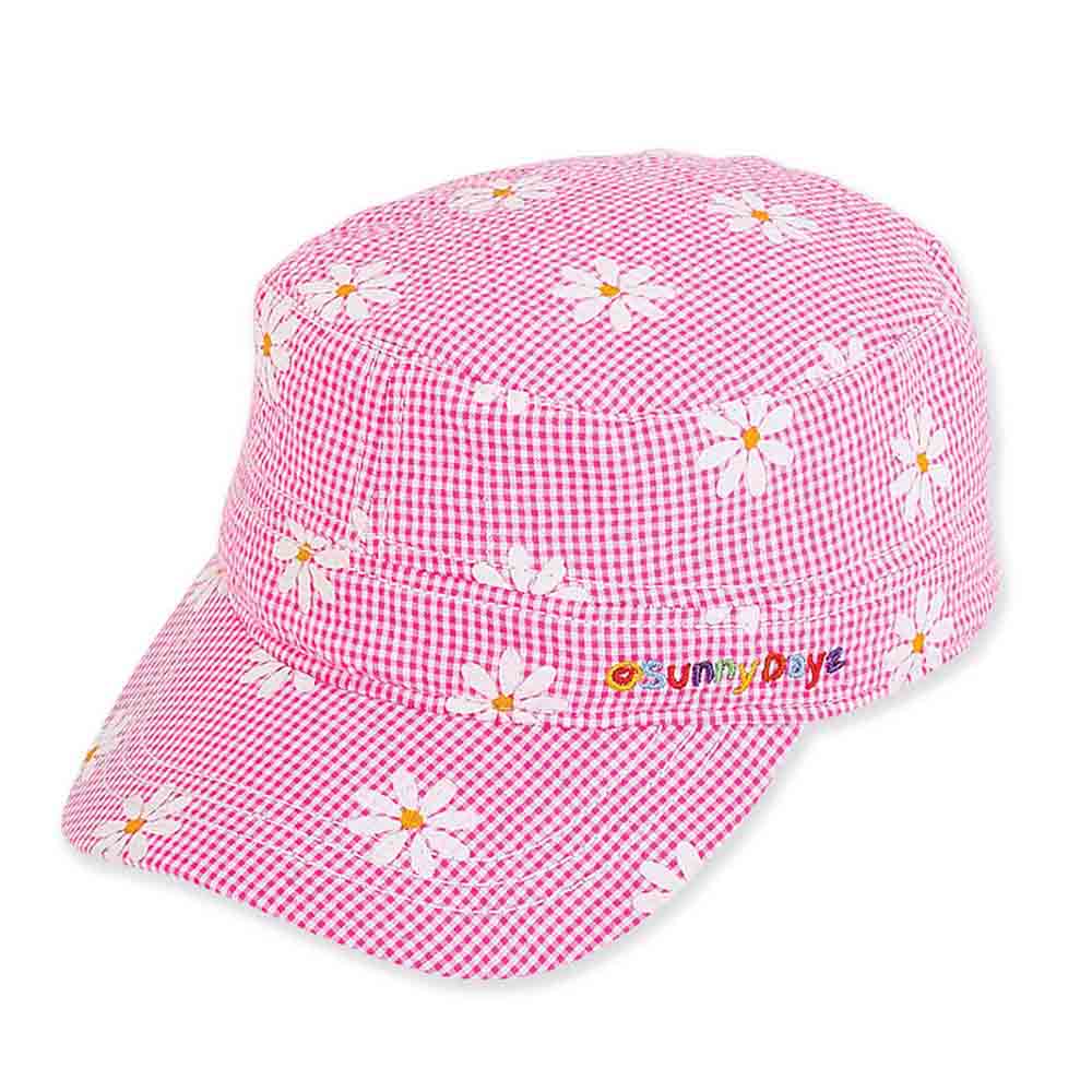 Daisy Gingham Cotton Cadet Cap for Small Heads - Sunny Dayz Hat Cap Sun N Sand Hats HKYOS186 Pink XS / S (52-54 cm) 