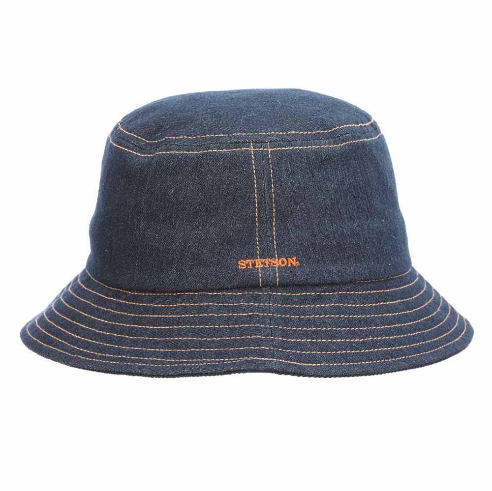 Dark Denim Bucket Hat with Orange Stitching - Stetson Hats  display picture 3