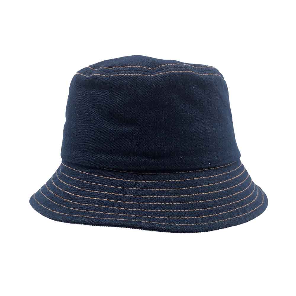Dark Denim Bucket Hat with Orange Stitching - Stetson Hats Bucket Hat Stetson Hats    