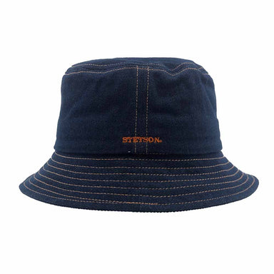 Dark Denim Bucket Hat with Orange Stitching - Stetson Hats, Bucket Hat - SetarTrading Hats 