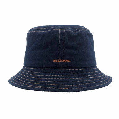 Dark Denim Bucket Hat with Orange Stitching - Stetson Hats Bucket Hat Stetson Hats STW396 Denim Medium (57 cm)