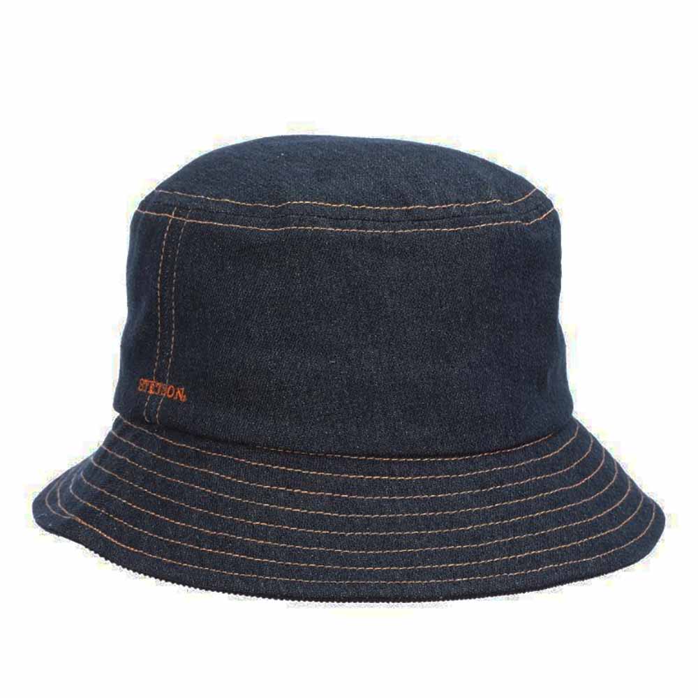 Dark Denim Bucket Hat with Orange Stitching - Stetson Hats Bucket Hat Stetson Hats    