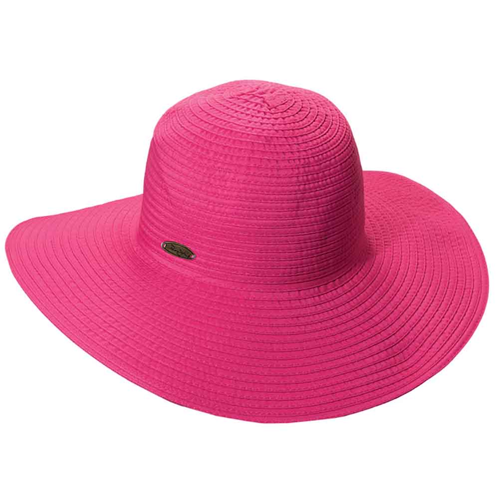 Deluxe Ribbon Floppy Beach Hat - Panama Jack Hats Wide Brim Sun Hat Panama Jack Hats PJL526-FUC Fuchsia OS 