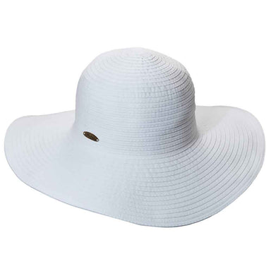 Deluxe Ribbon Floppy Beach Hat - Panama Jack Hats Wide Brim Sun Hat Panama Jack Hats PJL526-WHT White OS 