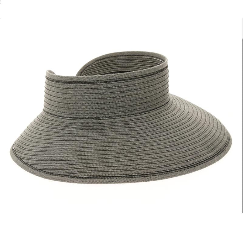 Denim Ribbon Wrap Around Roll Up Sun Visor Hat - Boardwalk Style Visor Cap Boardwalk Style Hats da1825bk Black  