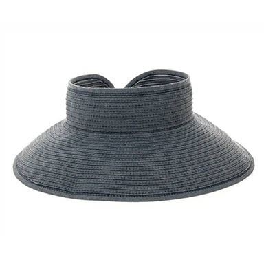 Denim Ribbon Wrap Around Roll Up Sun Visor Hat - Boardwalk Style, Visor Cap - SetarTrading Hats 