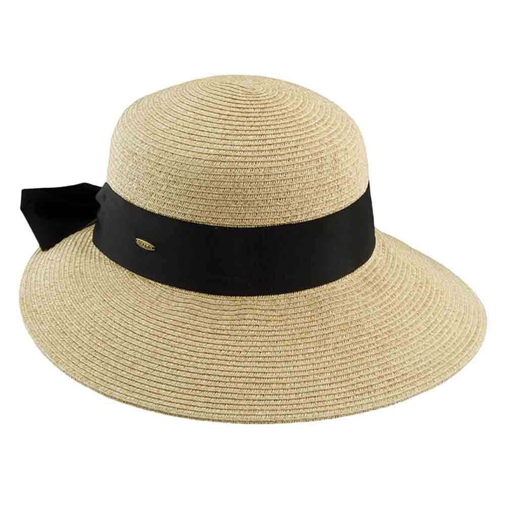 Women Flat Brim Straw Hat Panama Sun Hat Simple Contrast Beach