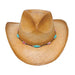 Distressed Woven Straw Cowboy Hat with Bead Band, S to L Sizes - Karen Keith Hats Cowboy Hat Great hats by Karen Keith RM12DT-m Natural Medium (22 1/2") 