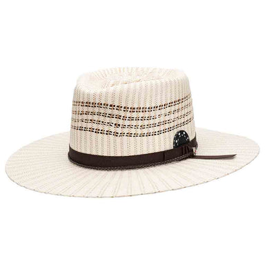 Double Diamond Bangora Straw Gambler Hat - Biltmore Vintage Hats Gambler Hat Biltmore Hats BF129-IVORY2 Ivory Medium  (57 cm) 