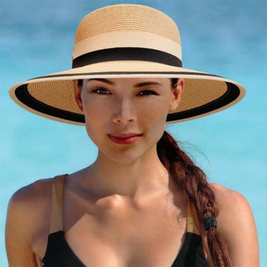 Elegant Double Ribbon Shapeable Brim Sun Hat - Sun 'N' Sand Hats Wide Brim Hat Sun N Sand Hats    