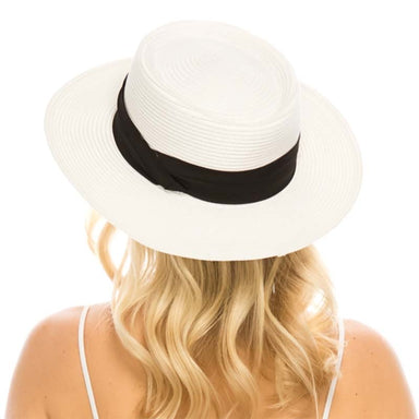 Elegant Straw Boater Hat with 3-Pleat Band - Boardwalk Style, Gambler Hat - SetarTrading Hats 