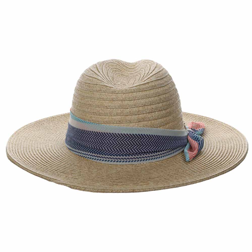 Elsie Striped Chiffon Tie Safari Hat - Cappelli Straworld Safari Hat Cappelli Straworld    