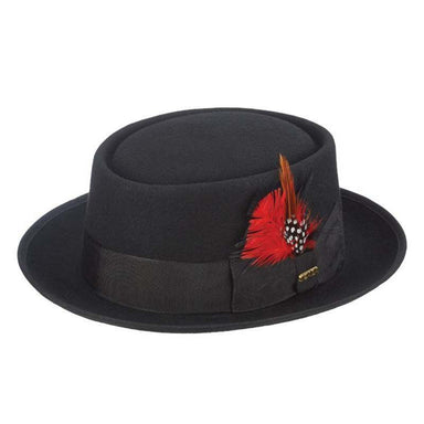 Encore Structured Wool Felt Porkpie Hat - Scala Hats Gambler Hat Scala Hats WF509 Black Large (23") 