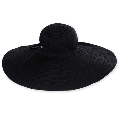 Extra Large Brim Packable Beach Hat - Sun'N'Sand Hats Wide Brim Sun Hat Sun N Sand Hats HH1108B Black M/L (57-58 cm) 