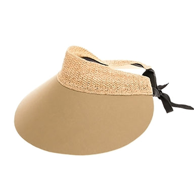 Extra Large Sun Visor Hat with Crocheted Raffia Band - Boardwalk Style, Visor Cap - SetarTrading Hats 
