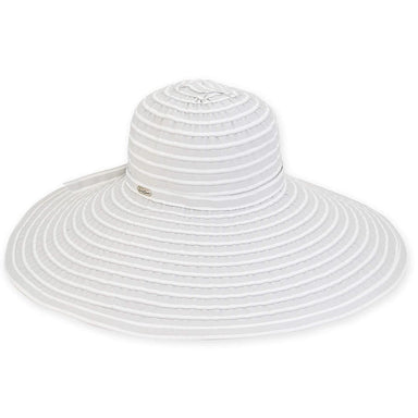 Extra Wide Brim Sun Hat with Metallic Ribbon - Sun'N'Sand Hats Wide Brim Sun Hat Sun N Sand Hats HH2420B Grey Medium (57 cm) 