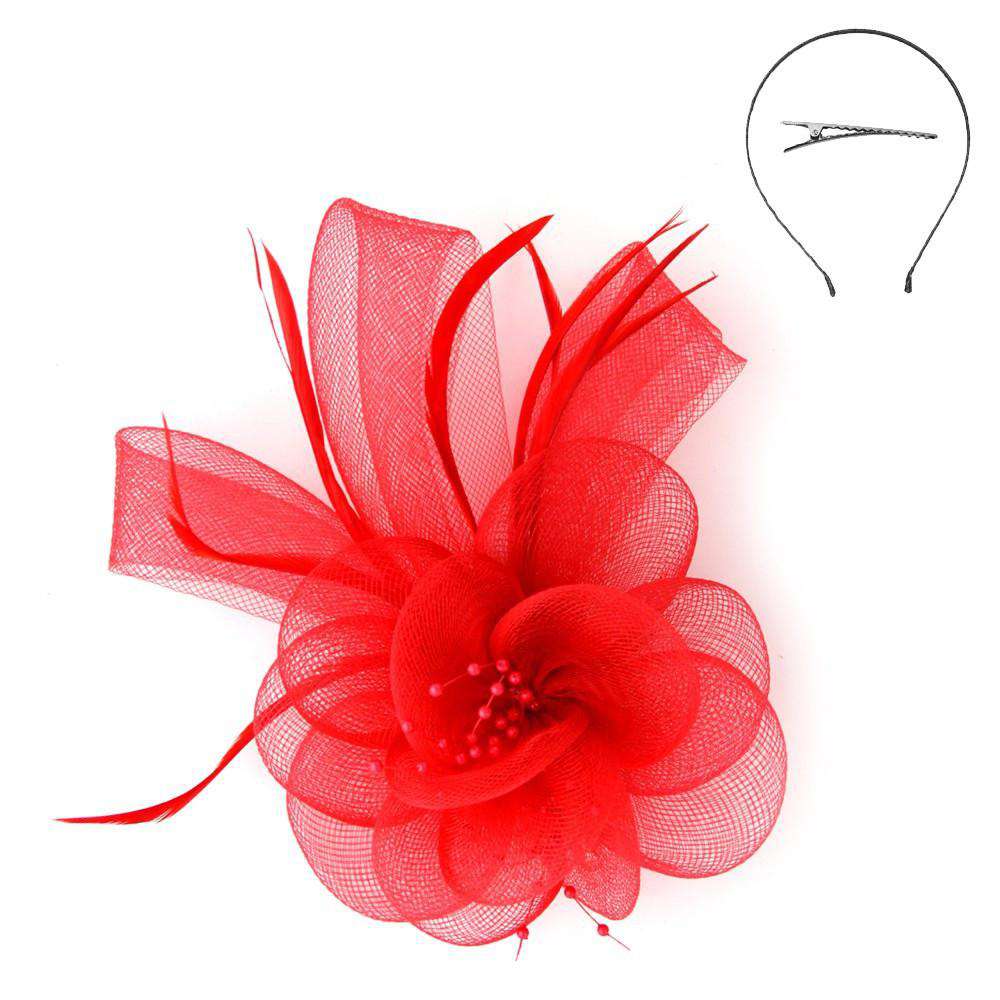 Small Mesh Fascinator with Feather Accent Fascinator Something Special LA    