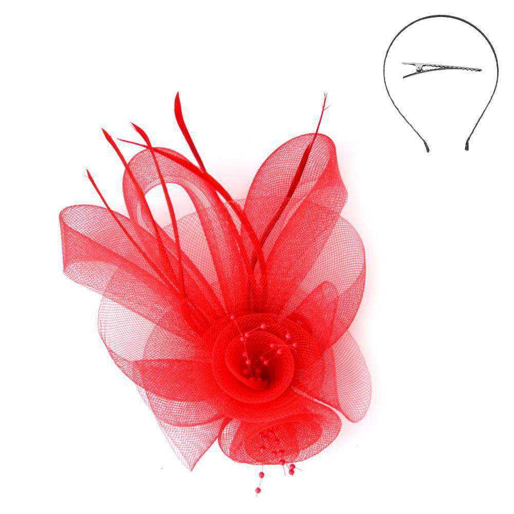 Double Mesh Flower Fascinator Fascinator Something Special LA FT38RD Red  