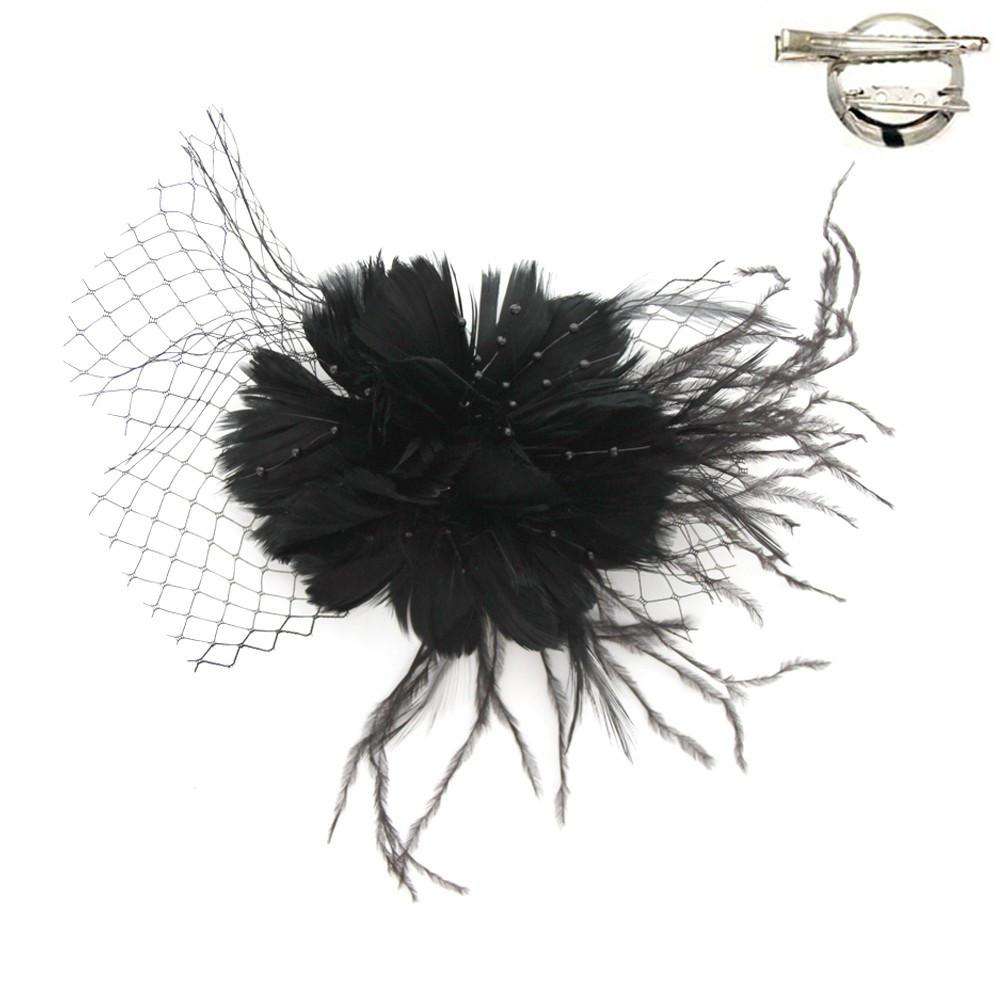 Feather Flower Fascinator-Brooch, Fascinator - SetarTrading Hats 