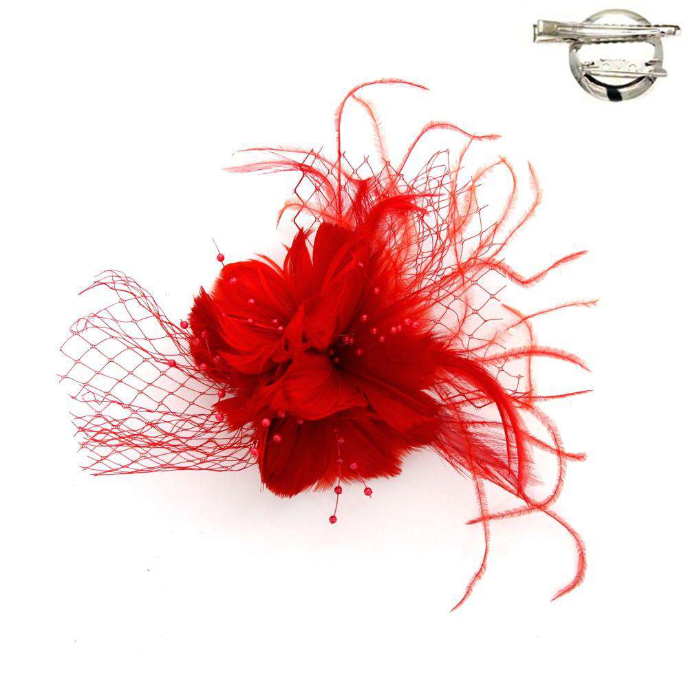 Petite Flower Feather Fascinator Bridal Wedding Day Hair Clip - Clip