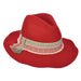 Fashion Felt Safari Hat with Tribal Print Scarf - Scala Hats Safari Hat Scala Hats LW671 Red  