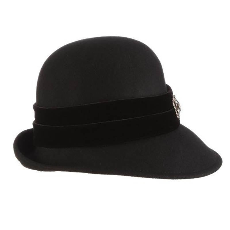 Felt Cloche Winter Hat with Velvet Band - Scala Hat Cloche Callanan Hats    