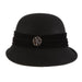 Felt Cloche Winter Hat with Velvet Band - Scala Hat Cloche Callanan Hats LV422 Black  
