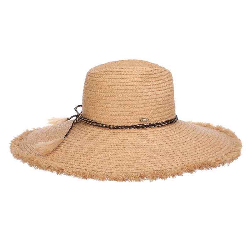 Fine Braid Raffia Straw Safari Hat with Frayed Brim - Scala Hats, Safari Hat - SetarTrading Hats 