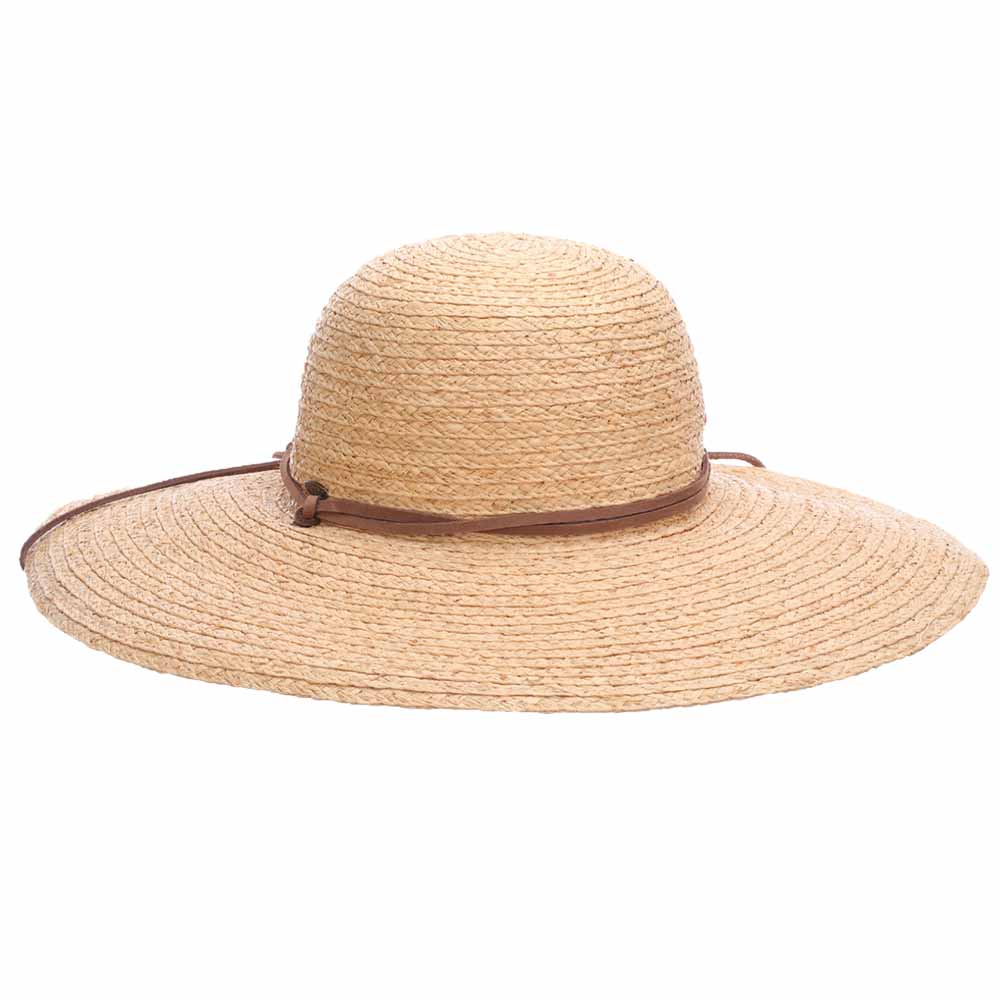 Fine Braid Raffia Straw Wide Brim Sun Hat with Chin Cord - Scala Hats Wide Brim Sun Hat Scala Hats    