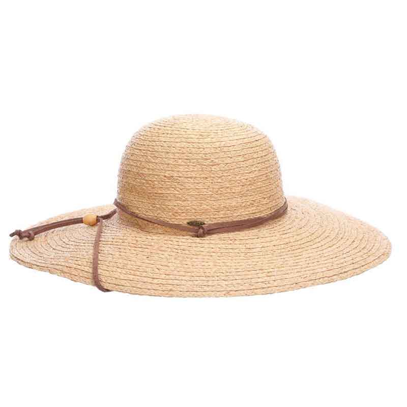 Fine Braid Raffia Straw Wide Brim Sun Hat with Chin Cord - Scala Hats, Wide Brim Sun Hat - SetarTrading Hats 
