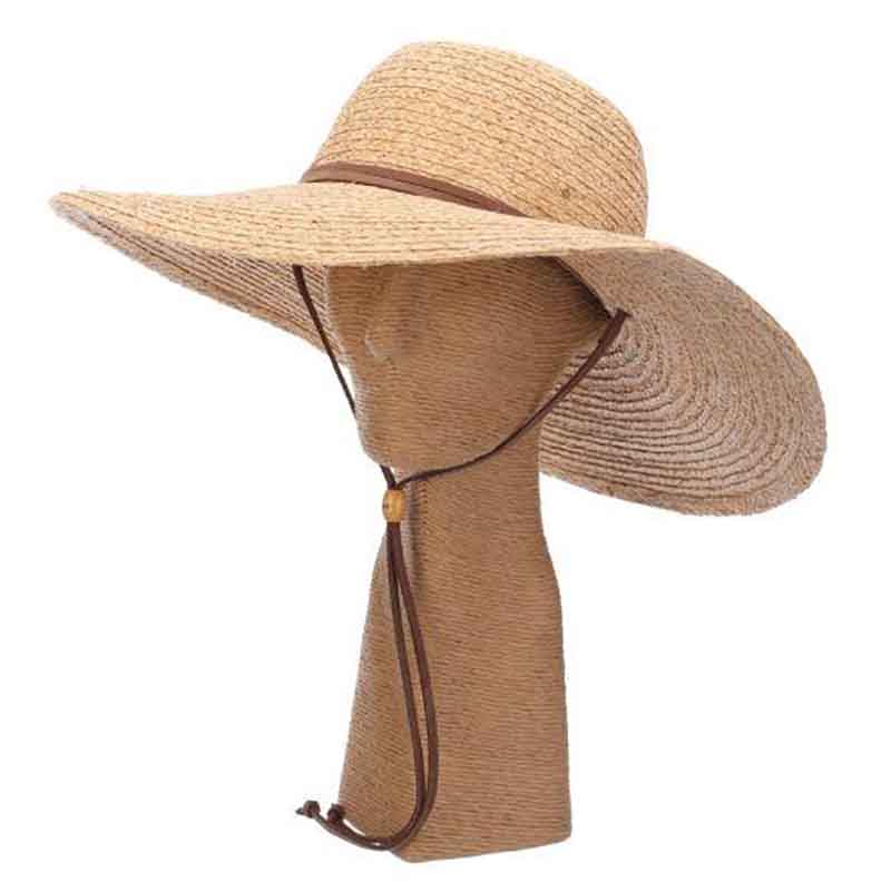 Fine Braid Raffia Straw Wide Brim Sun Hat with Chin Cord - Scala Hats, Wide Brim Sun Hat - SetarTrading Hats 
