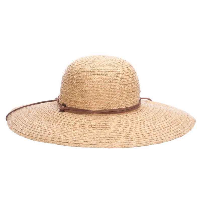 Fine Braid Raffia Straw Wide Brim Sun Hat with Chin Cord Scala