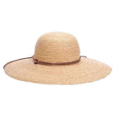 Fine Braid Raffia Straw Wide Brim Sun Hat with Chin Cord - Scala Hats Wide Brim Sun Hat Scala Hats LR767-NAT Natural  
