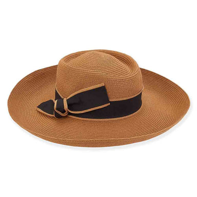 Flat Crown Wide Brim Sun Protection Hat - Sun 'N' Sand Hat Bolero Hat Sun N Sand Hats HH2644B Tan OS (57 cm) 