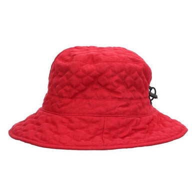 Fleece Lined Quilted Rain Hat - Scala Collezione Hats Bucket Hat Scala Hats LW655RD Red  