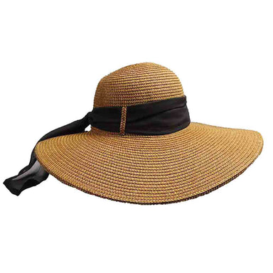 Floppy Wide Brim Sun Hat with Scarf - Milani Hats Wide Brim Sun Hat Milani Hats BB007BN Brown Medium (57 cm)
