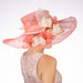 Flower String Wide Brim Pink and Ivory Sinamay Dress Hat - KaKyCO Dress Hat KaKyCO 11906115425 Pink / Ivory M/L (58 cm) 