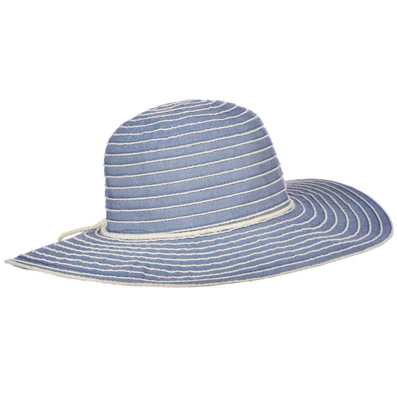 Frayed Edge Grosgrain Ribbon Floppy Hat - Scala Studio Hat Wide Brim Sun Hat Scala Hats LC762-DENIM Denim  