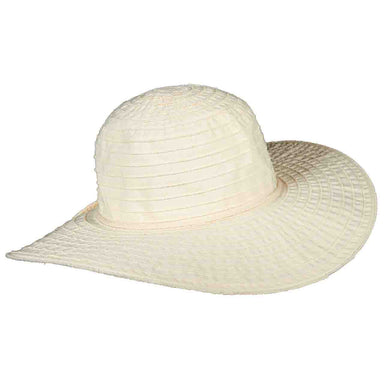 Frayed Edge Grosgrain Ribbon Floppy Hat - Scala Studio Hat Wide Brim Sun Hat Scala Hats LC762-IVORY Ivory  