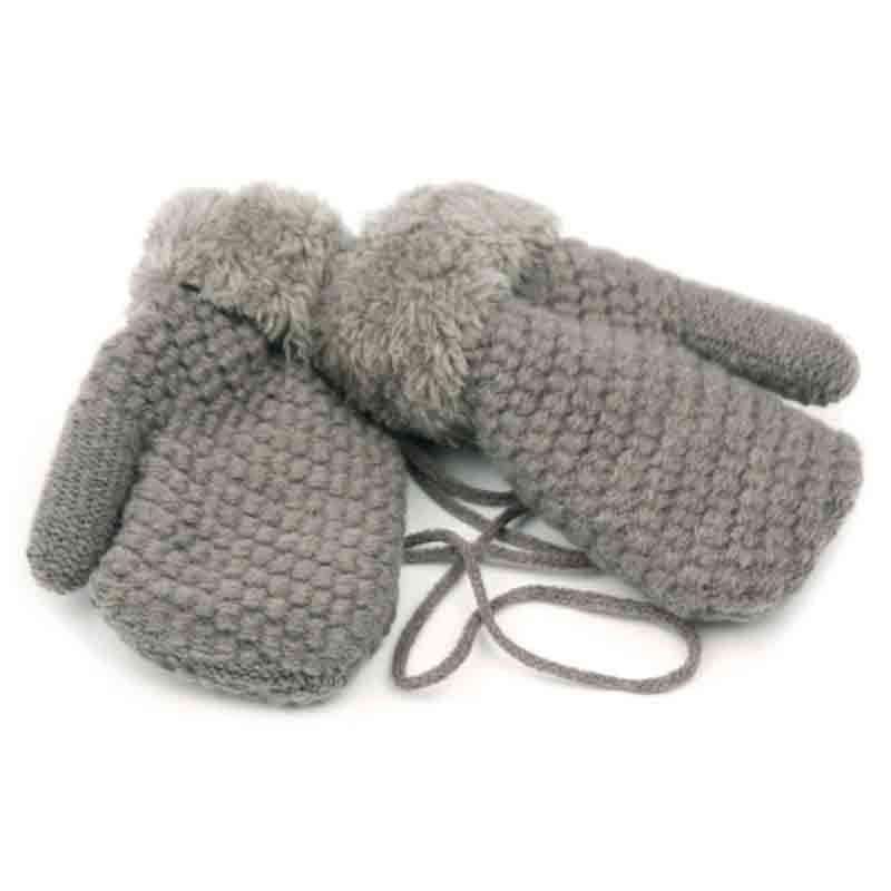 Kid's Knit Mittens with Sherpa LIning Gloves Epoch Hats gl2016gy Grey  