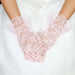 Lace Gloves with Wide Ruffle Trim Gloves Something Special LA GLV1034 Pink  