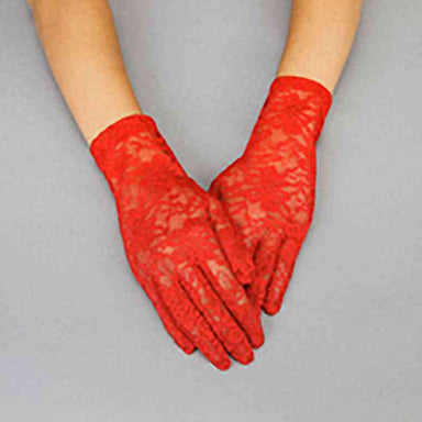 Flower Pattern Lace Gloves Gloves Something Special LA GLV960rd Red  