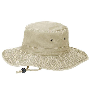 Garment Washed Cotton Boonie Hat with Chin Strap - MCI Bucket Hat MegaCI MC7804A-BGs Beige Small (55 cm)