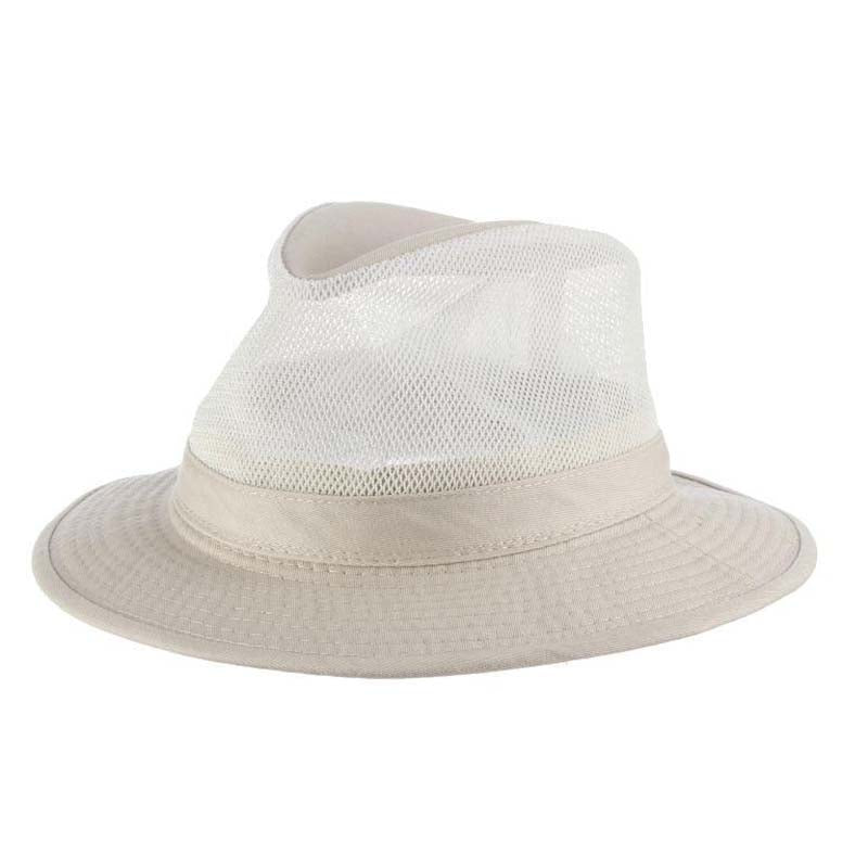 Garment Washed Twill Mesh Crown Safari Hat - Dorfman Hat Co