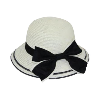 Petite Big Brim Sun Hat with Bow - JSA Hats Wide Brim Hat Jeanne Simmons JS1087iv Ivory XXS 