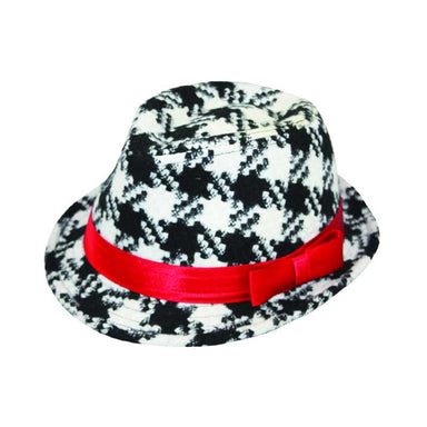Girl's Black and Ivory Houndstooth Fedora Hat - JSA Kids Hats Fedora Hat Jeanne Simmons    