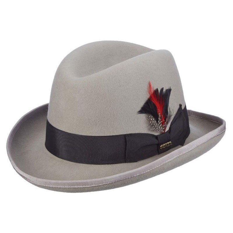 Godfather Structured Wool Felt Homburg with Feather Accent up to 2XL - Scala Hat, Homburg - SetarTrading Hats 