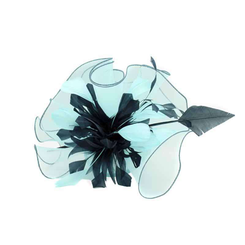 Wavy Crin and Feathers Fascinator by Something Special Fascinator Something Special Hat ha4927tq Light Turquoise  