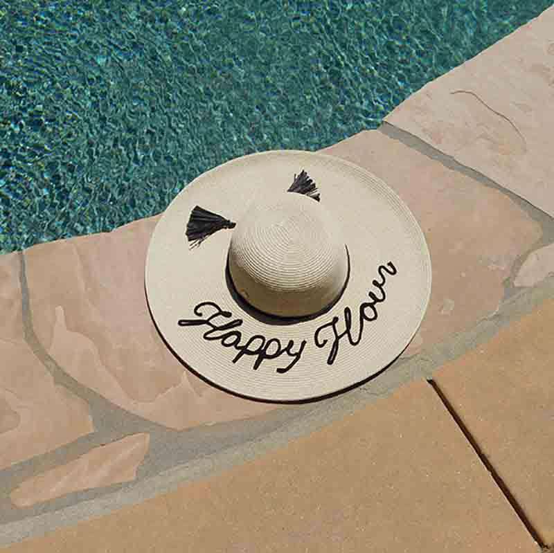 HAPPY HOUR Straw Sun Hat with Tassel - Cappelli Straworld, Wide Brim Sun Hat - SetarTrading Hats 